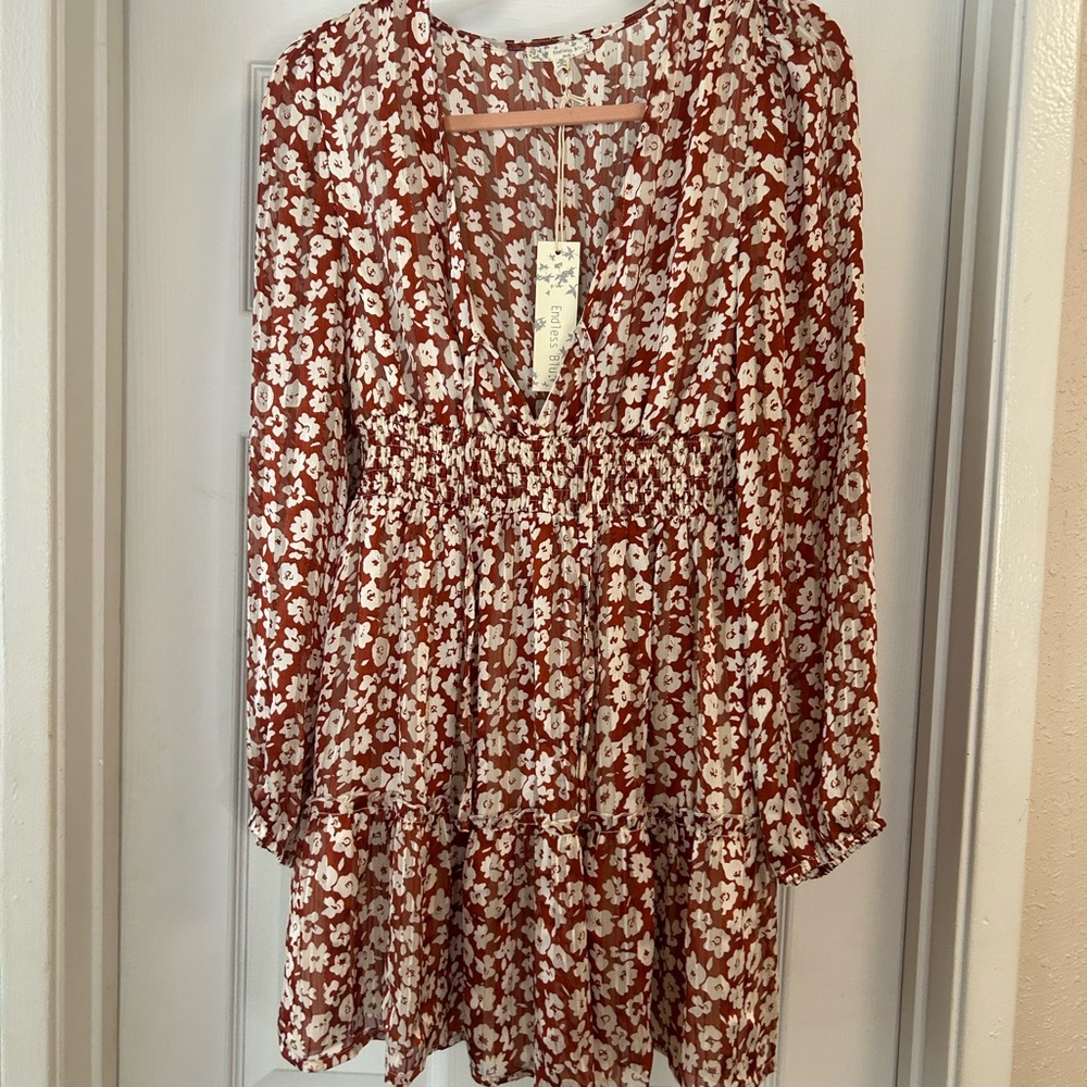 ENDLESS BLUE Floral Dress - Medium, NWT